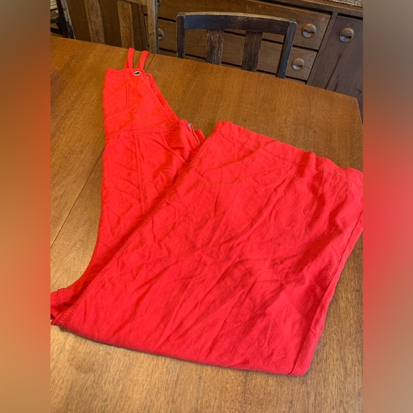 Red overalls, linen blend XL - Picture 5 of 8